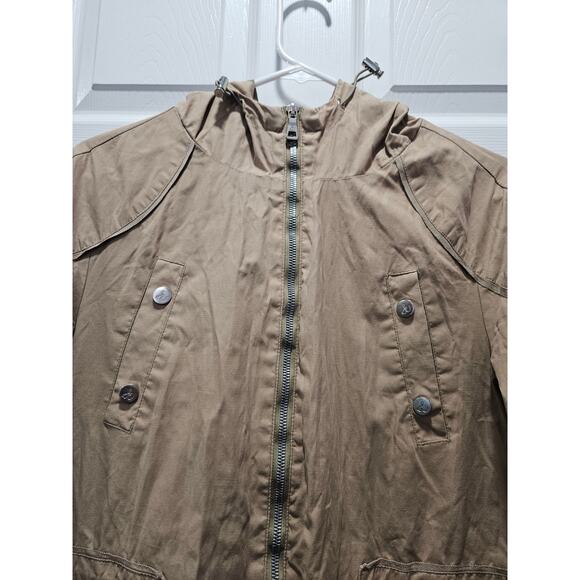 Sam Edelman Khaki Brown Utility Jacket With Hood Size Medium Field gorpcore - Picture 2 of 9